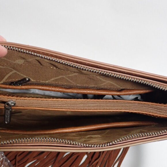 Wrangler Floral Embossed Fringe Hobo/Crossbody Purse - Picture 7 of 8